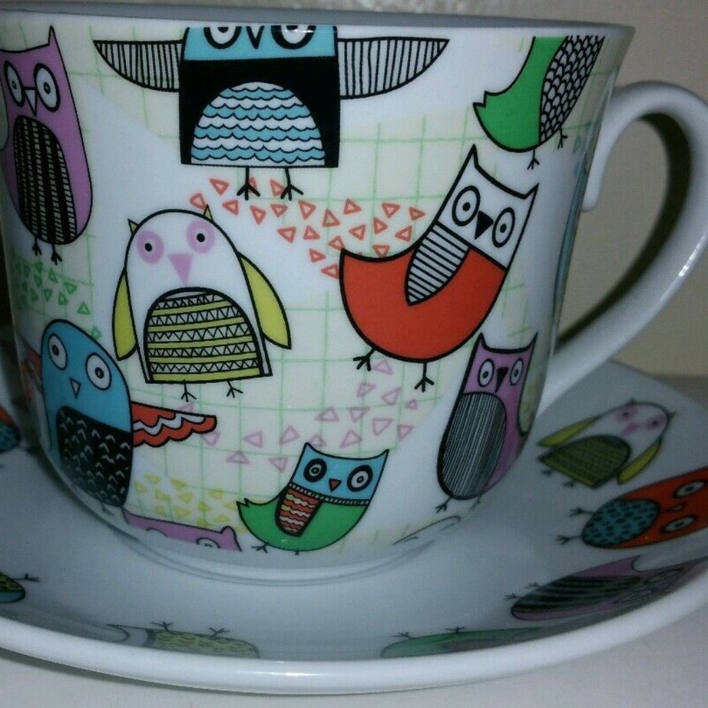 COPY - Owl Mug Set   Breakfast Cup And Saucer